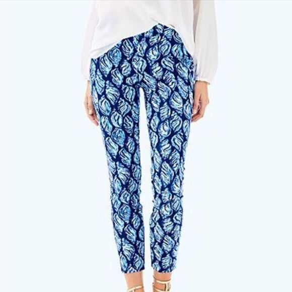 Lilly Pulitzer Keliani Stretch Pant in Deep Indigo Gypsea Girl Size 00 - Picture 1 of 6